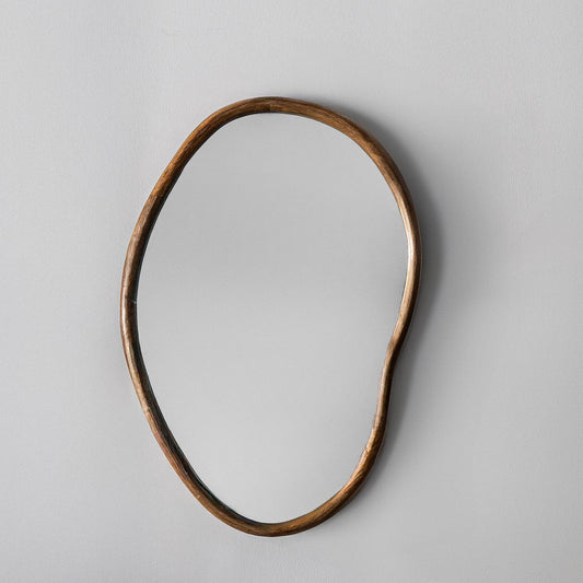 Solid Wood Curved Wall Hanging Mirror