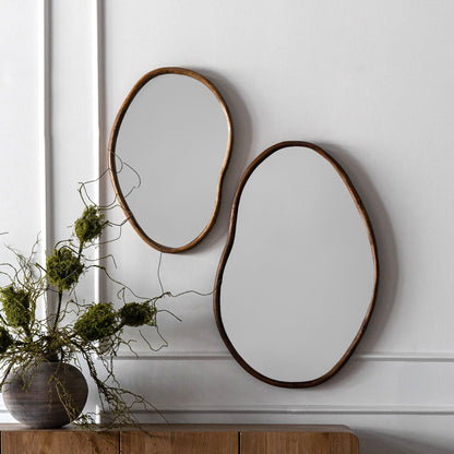 Solid Wood Curved Wall Hanging Mirror