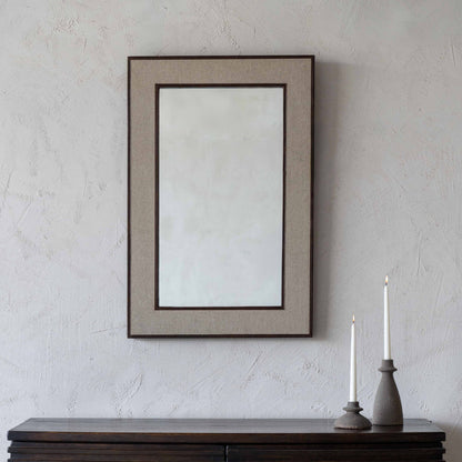 Mirror With Leather Border Wall Mirror - CW-12562