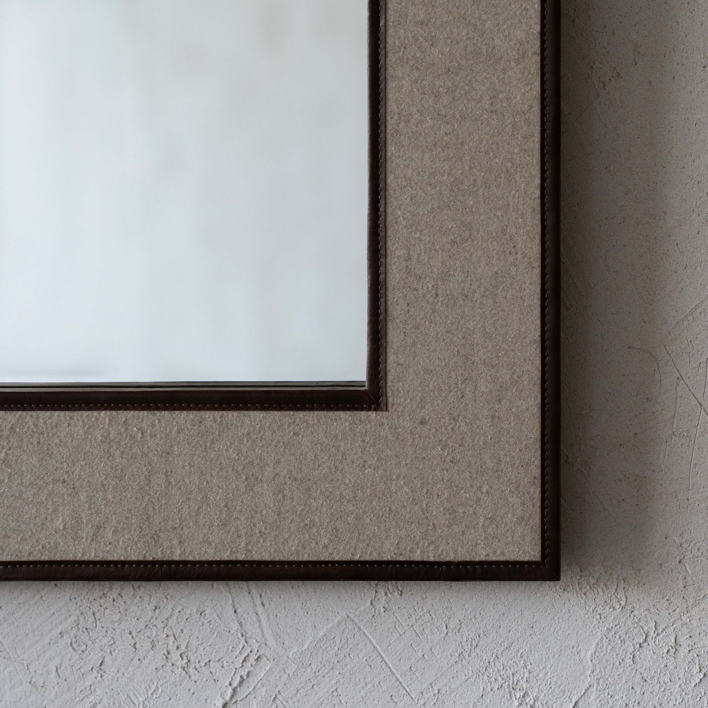 Mirror With Leather Border Wall Mirror - CW-12562