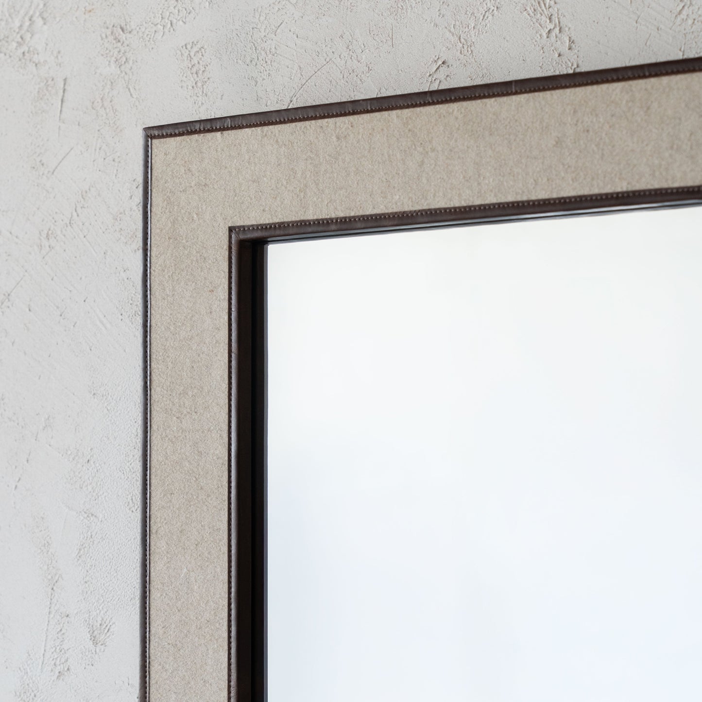Mirror With Leather Border Wall Mirror - CW-12562