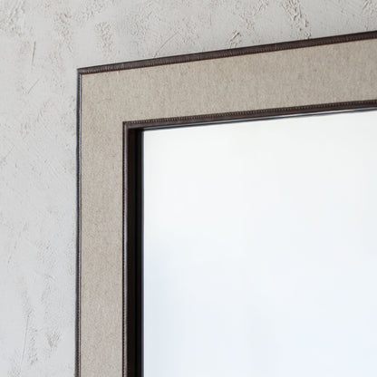 Mirror With Leather Border Wall Mirror - CW-12562